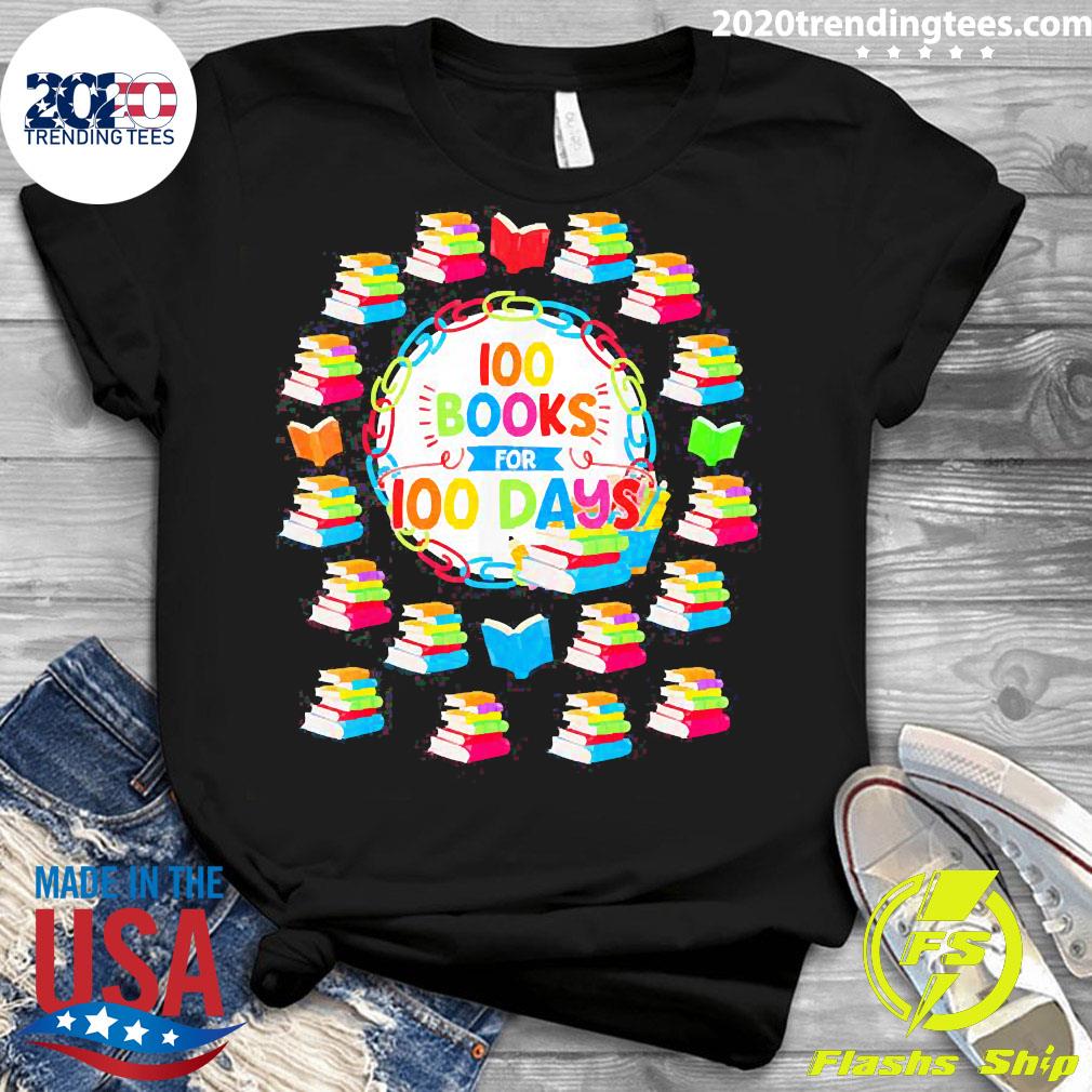 Official 100 Books For Days 100th Day Of School - Adult & Kids T-Shirts, Sweatshirts & Hoodies apparel design preview 3