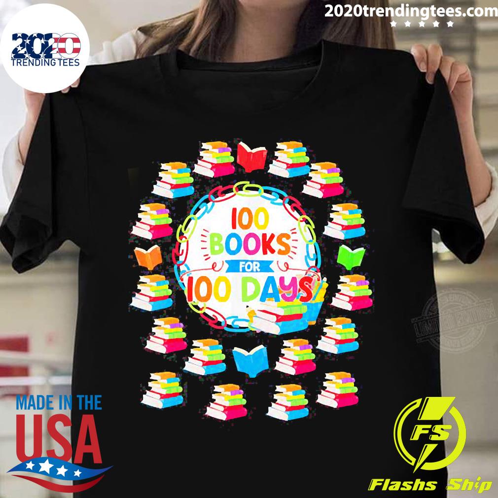 Official 100 Books For Days 100th Day Of School - Adult & Kids T-Shirts, Sweatshirts & Hoodies apparel design preview 1
