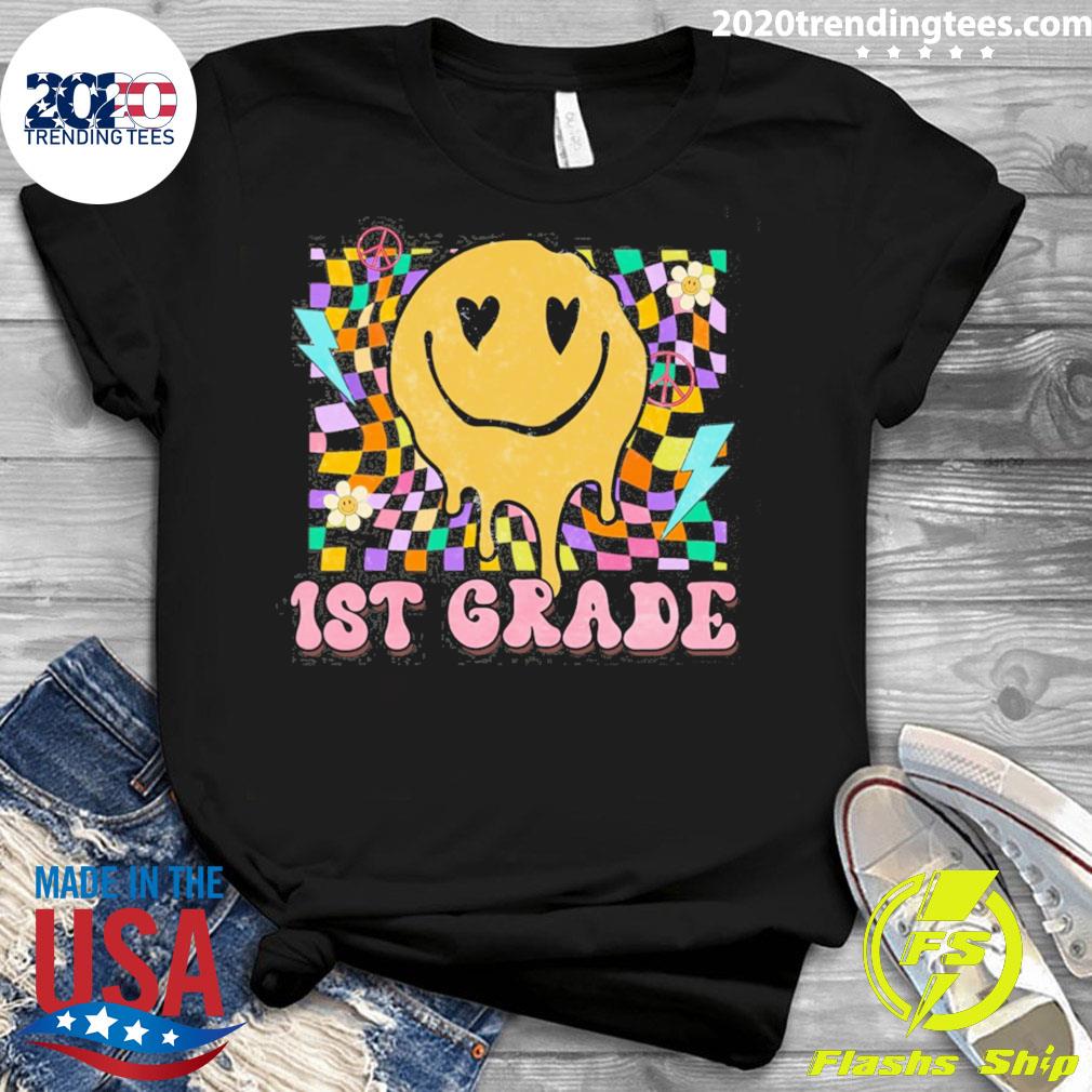 Official 1st Grade Colorful Retro Smile Teacher - Adult & Kids T-Shirts, Sweatshirts & Hoodies apparel design preview 3