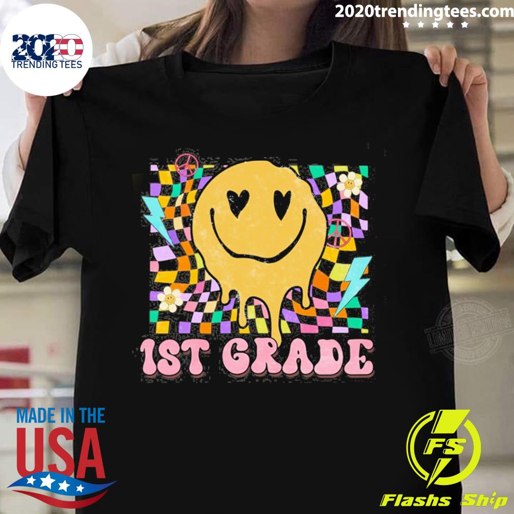 Official 1st Grade Colorful Retro Smile Teacher - Adult & Kids T-Shirts, Sweatshirts & Hoodies apparel design preview 1