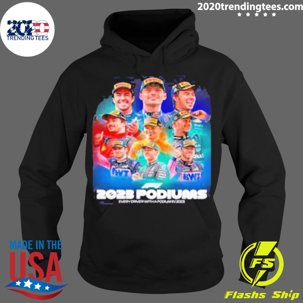 Official 2023 Podiums In F1 9 Different Drivers On - Adult & Kids T-Shirts, Sweatshirts & Hoodies apparel design preview 2