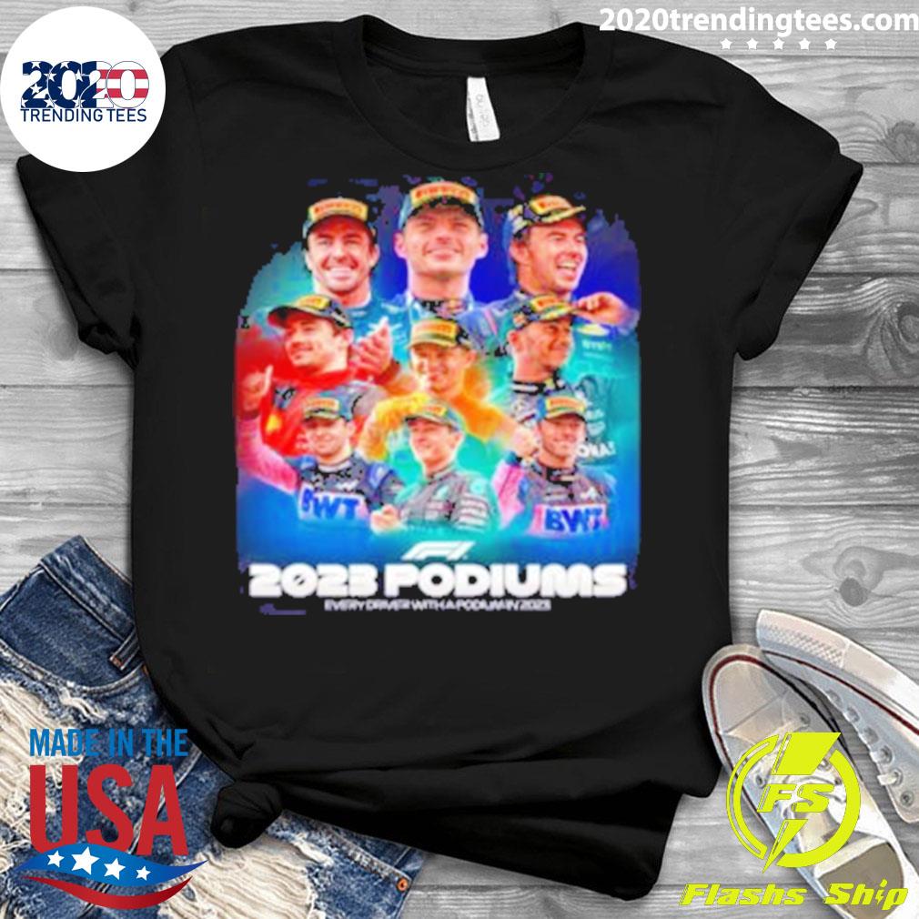Official 2023 Podiums In F1 9 Different Drivers On - Adult & Kids T-Shirts, Sweatshirts & Hoodies apparel design preview 3