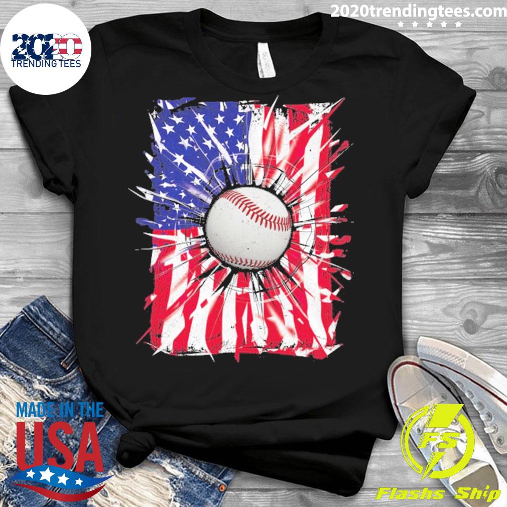 Official 4Th Of July Baseball USA American Flag - Adult & Kids T-Shirts, Sweatshirts & Hoodies apparel design preview 3