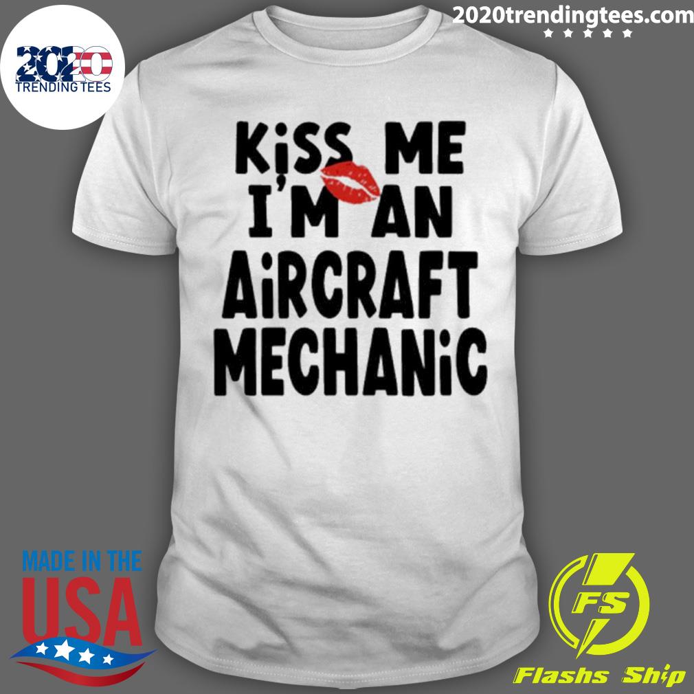 Official aircraft Mechanic Kiss Me - Adult & Kids T-Shirts, Sweatshirts & Hoodies apparel design preview 1