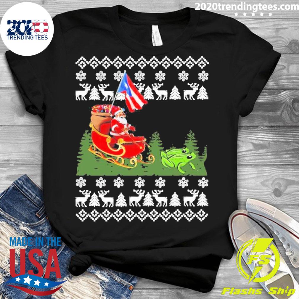 Official america Santa Claus With Coqui Frog Ugly - Adult & Kids T-Shirts, Sweatshirts & Hoodies apparel design preview 3