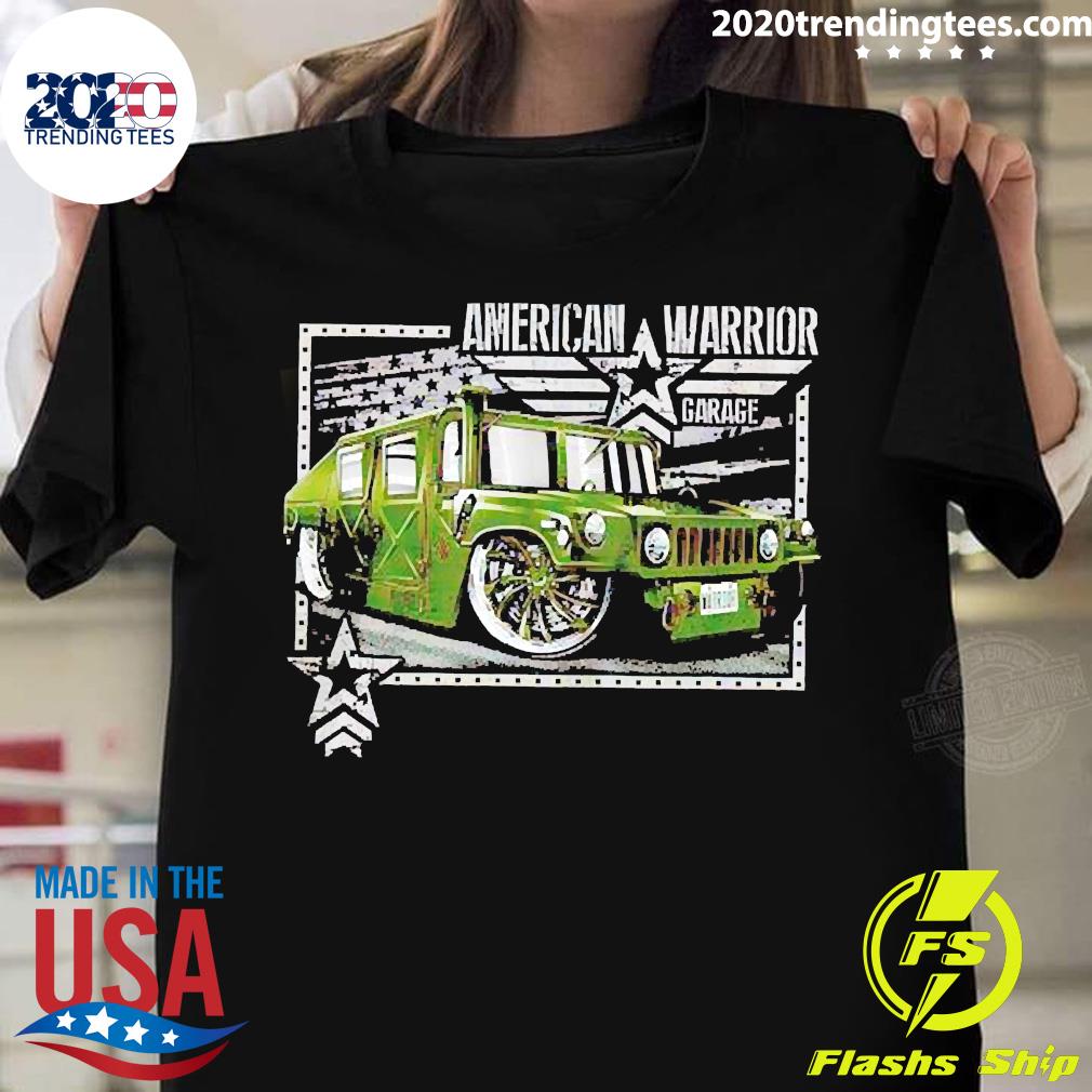 Official american Warrior Garage Humvee - Adult & Kids T-Shirts, Sweatshirts & Hoodies apparel design preview 1