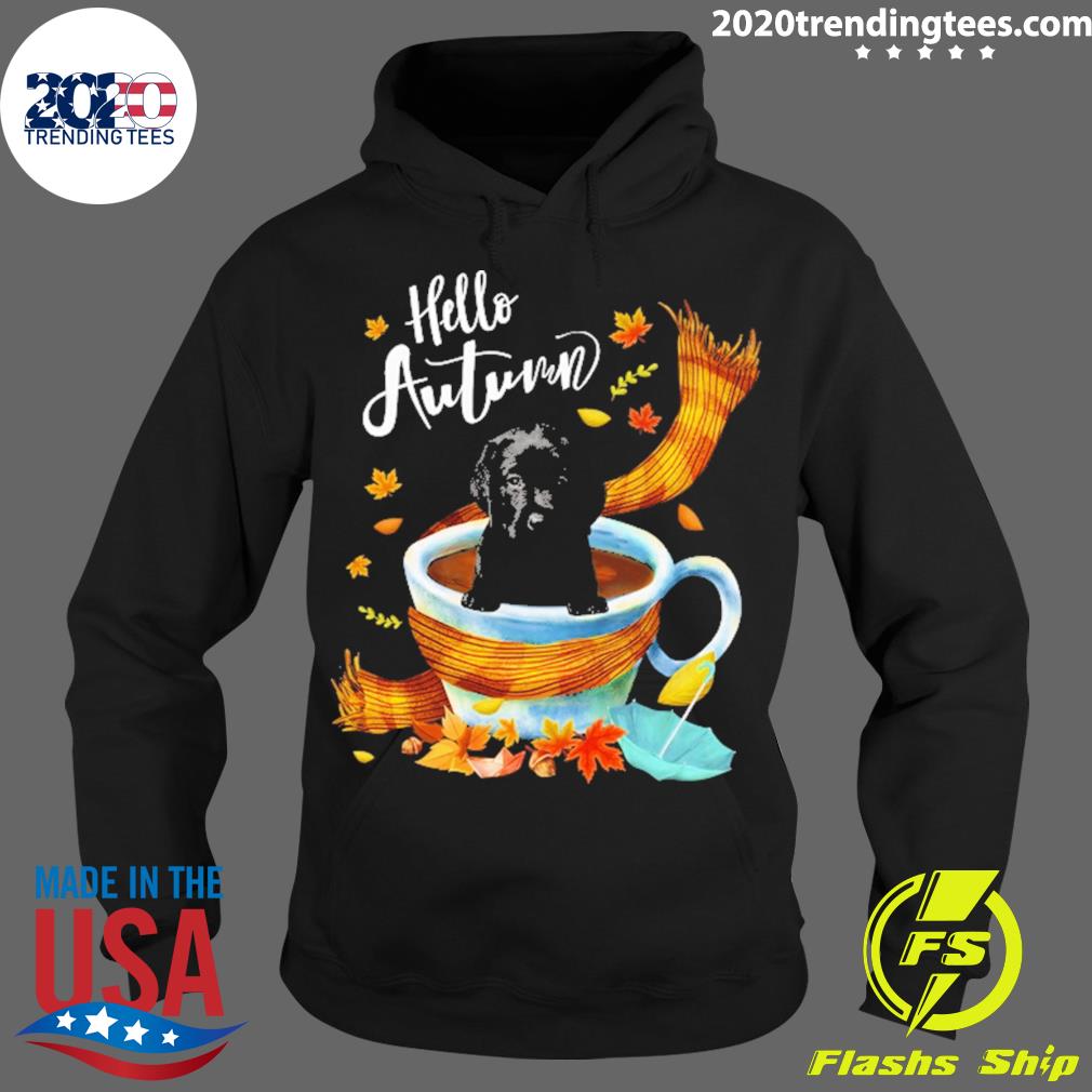 Official autumn Coffee Hello Black Labrador Pup Dog - Adult & Kids T-Shirts, Sweatshirts & Hoodies apparel design preview 2