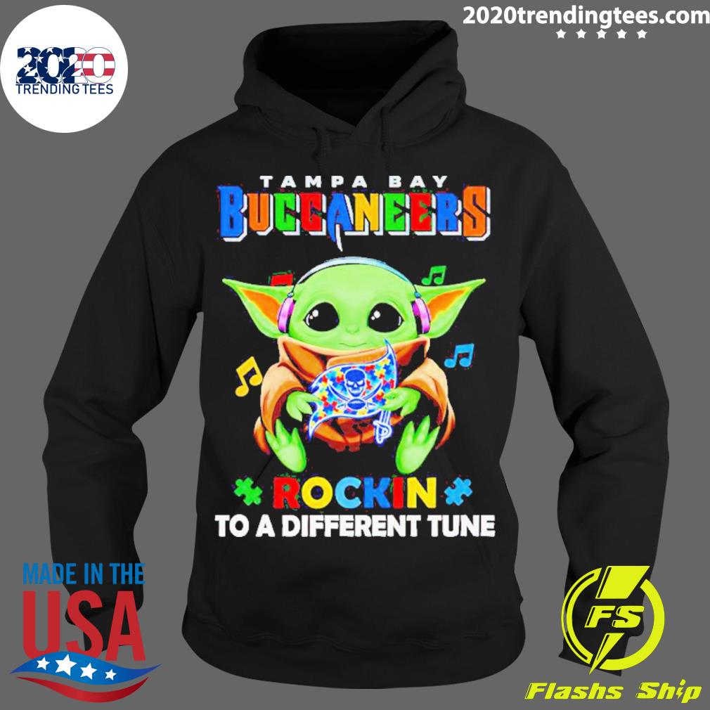 Official baby Yoda Buccaneers Autism Rockin To A - Adult & Kids T-Shirts, Sweatshirts & Hoodies apparel design preview 2