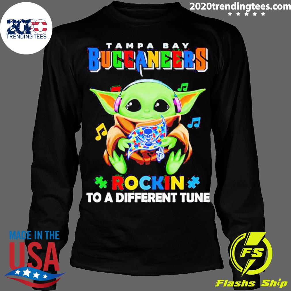 Official baby Yoda Buccaneers Autism Rockin To A - Adult & Kids T-Shirts, Sweatshirts & Hoodies apparel design preview 4