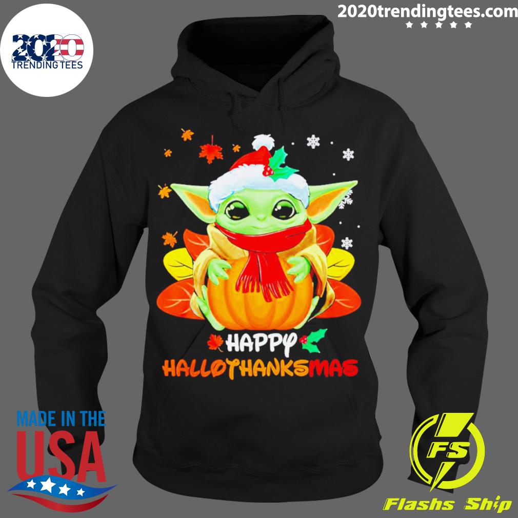 Official baby Yoda Happy Hallothanksmas - Adult & Kids T-Shirts, Sweatshirts & Hoodies apparel design preview 2