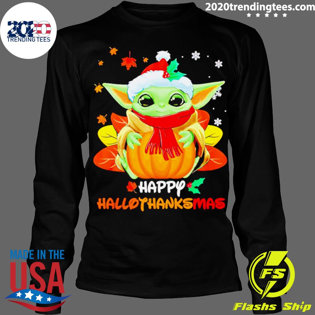 Official baby Yoda Happy Hallothanksmas - Adult & Kids T-Shirts, Sweatshirts & Hoodies apparel design preview 4