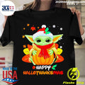 Official baby Yoda Happy Hallothanksmas - Adult & Kids T-Shirts, Sweatshirts & Hoodies apparel design preview 1
