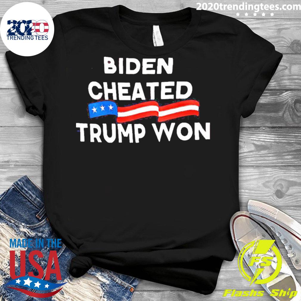Official biden Cheated Trump Won - Adult & Kids T-Shirts, Sweatshirts & Hoodies apparel design preview 3