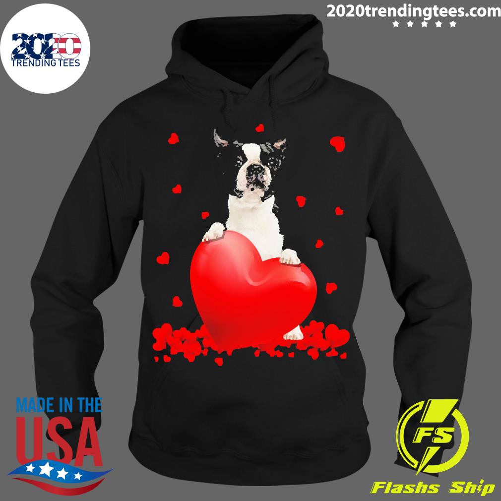 Official Black Boston Terrier Dog Valentine's Hearts - Adult & Kids T-Shirts, Sweatshirts & Hoodies apparel design preview 2