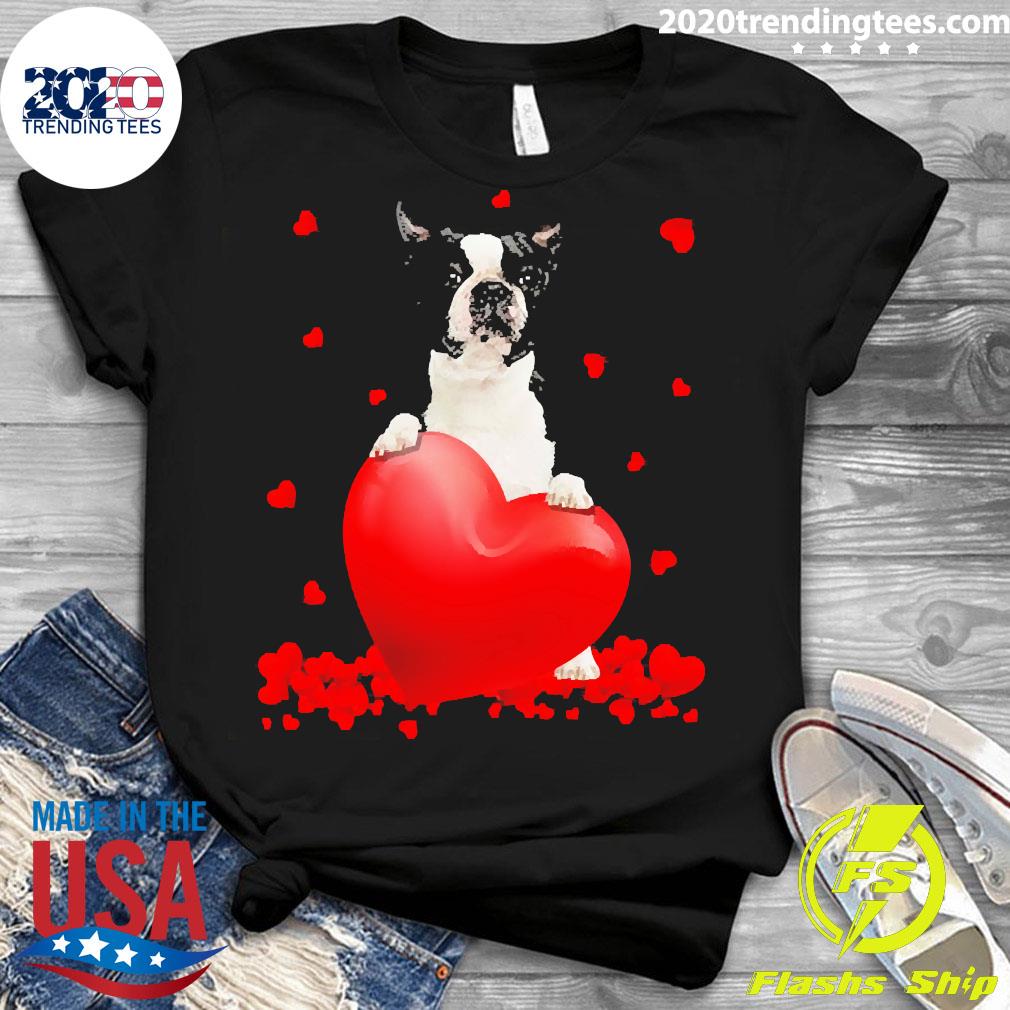 Official Black Boston Terrier Dog Valentine's Hearts - Adult & Kids T-Shirts, Sweatshirts & Hoodies apparel design preview 3