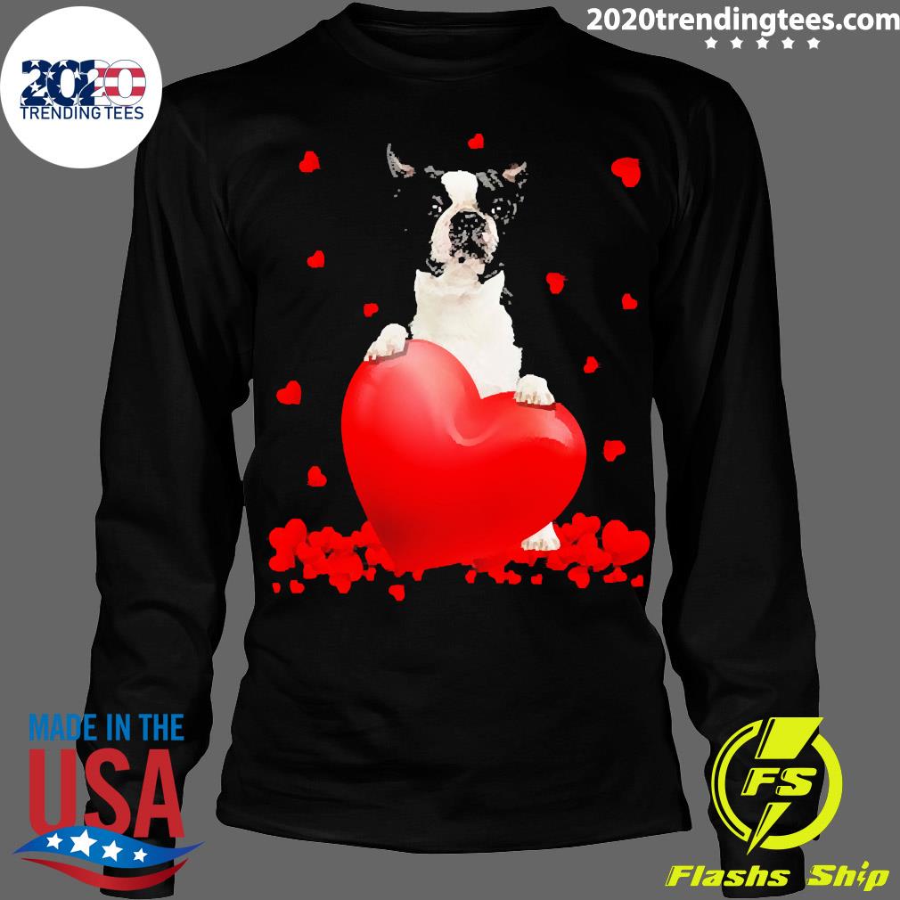 Official Black Boston Terrier Dog Valentine's Hearts - Adult & Kids T-Shirts, Sweatshirts & Hoodies apparel design preview 4