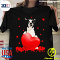 Official Black Boston Terrier Dog Valentine's Hearts - Adult & Kids T-Shirts, Sweatshirts & Hoodies apparel design preview 1
