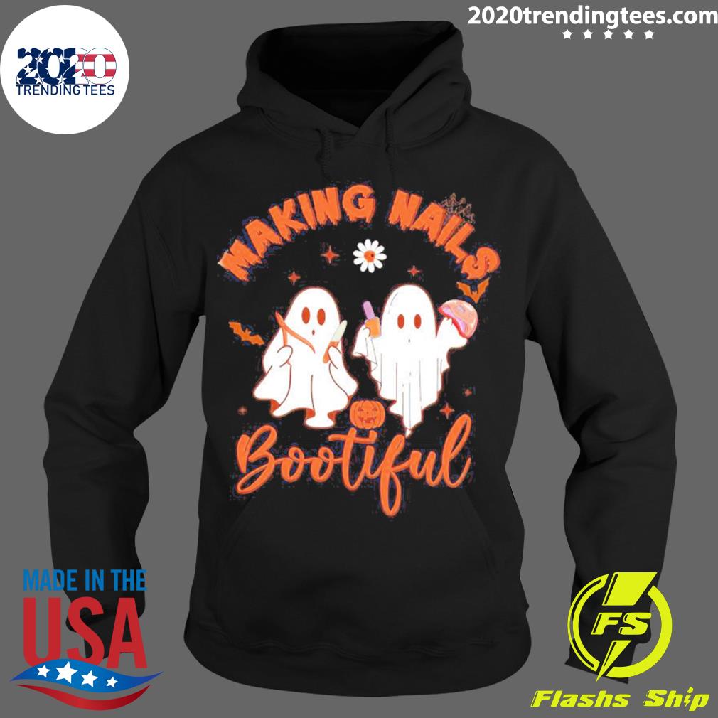 Official boo Ghost Making Nails Bootiful Halloween - Adult & Kids T-Shirts, Sweatshirts & Hoodies apparel design preview 2