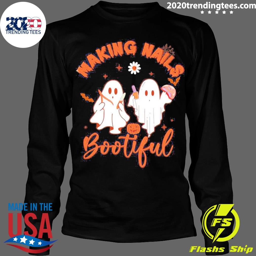 Official boo Ghost Making Nails Bootiful Halloween - Adult & Kids T-Shirts, Sweatshirts & Hoodies apparel design preview 4
