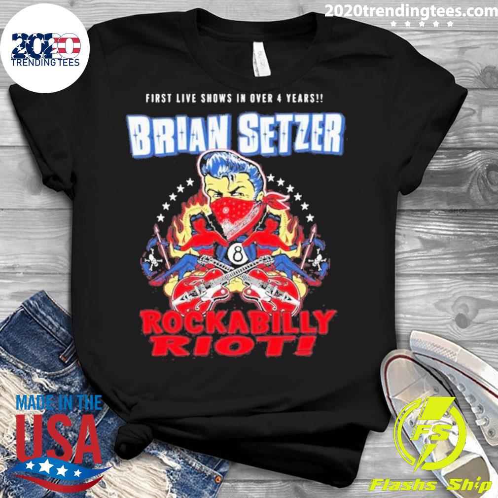 Official brian Setzer Announces Rockabilly Riot Tour - Adult & Kids T-Shirts, Sweatshirts & Hoodies apparel design preview 3