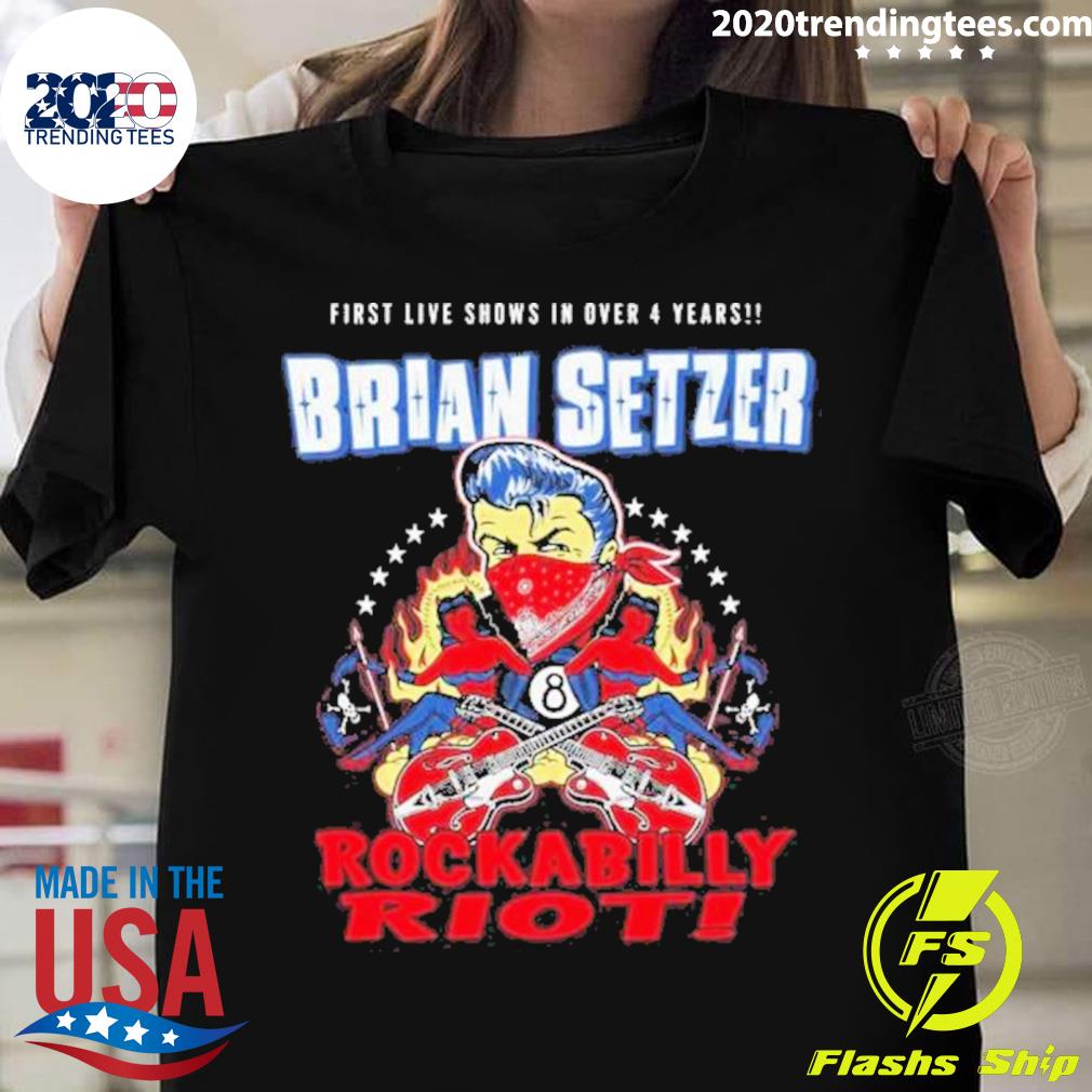 Official brian Setzer Announces Rockabilly Riot Tour - Adult & Kids T-Shirts, Sweatshirts & Hoodies apparel design preview 1