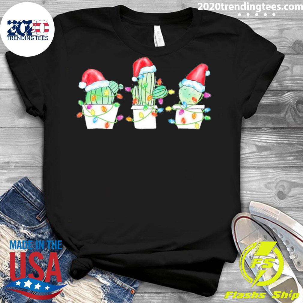 Official cactus Christmas Tree Lights - Adult & Kids T-Shirts, Sweatshirts & Hoodies apparel design preview 3