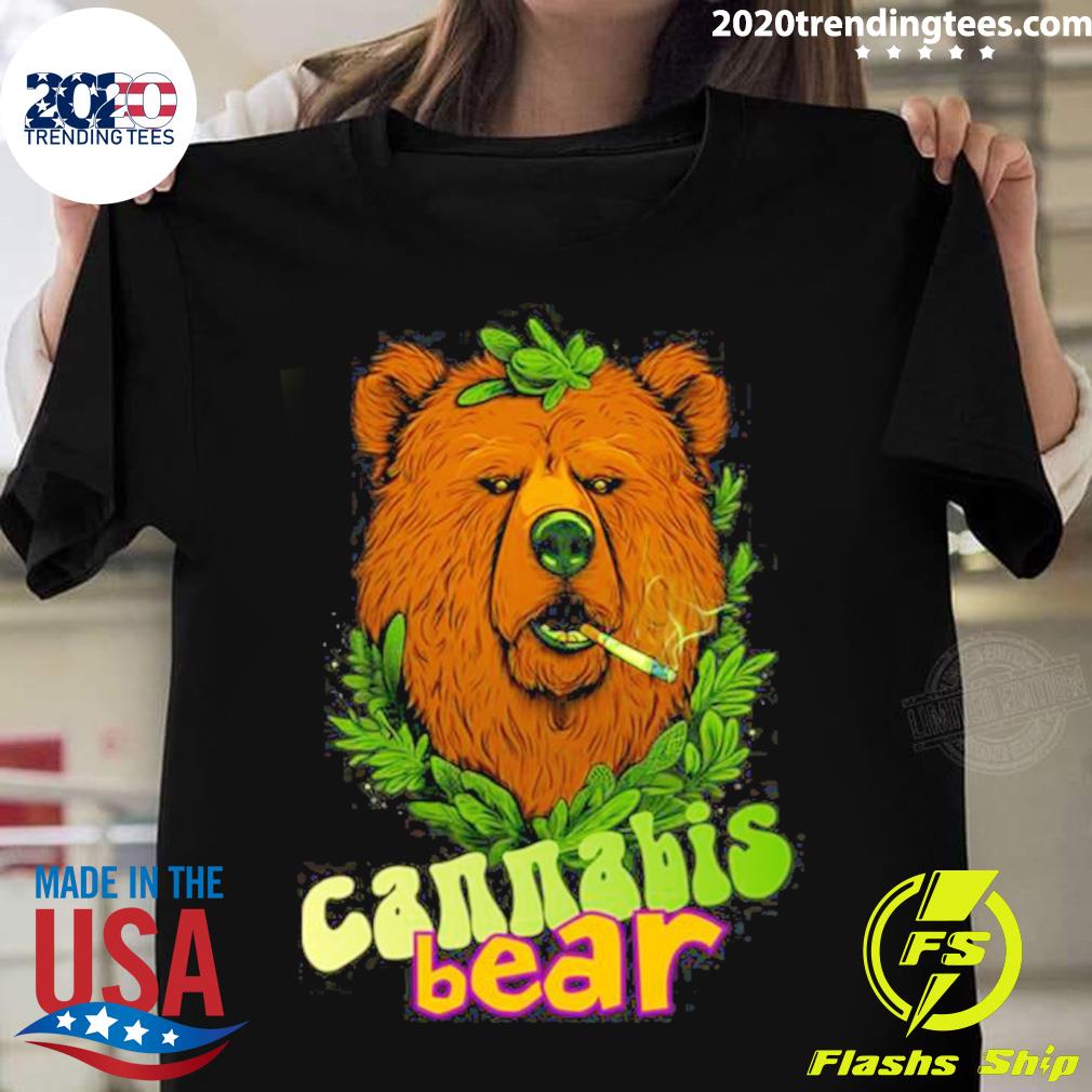Official cannabis Bear Brown Smoking - Adult & Kids T-Shirts, Sweatshirts & Hoodies apparel design preview 1