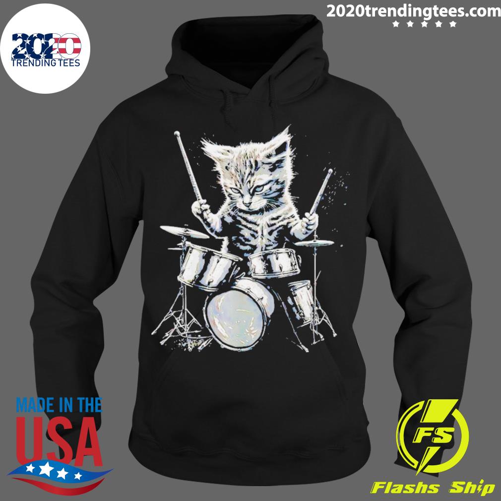 Official cat Kitty Drums - Adult & Kids T-Shirts, Sweatshirts & Hoodies apparel design preview 2