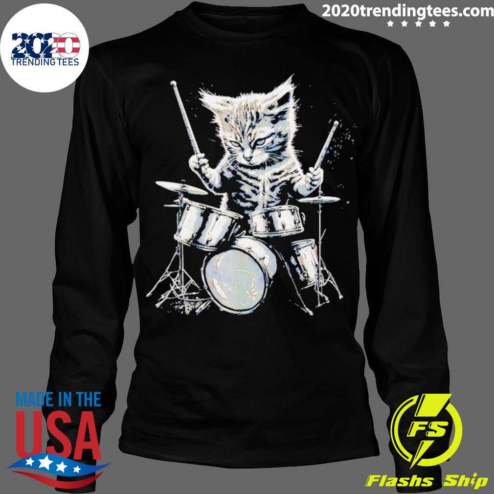 Official cat Kitty Drums - Adult & Kids T-Shirts, Sweatshirts & Hoodies apparel design preview 4