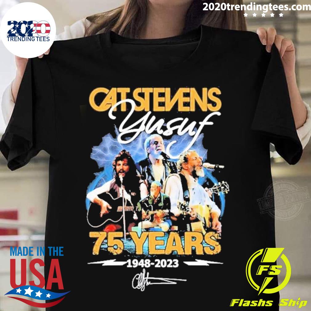 Official cat Stevens Yusuf 75 Years 1948-2023 - Adult & Kids T-Shirts, Sweatshirts & Hoodies apparel design preview 1