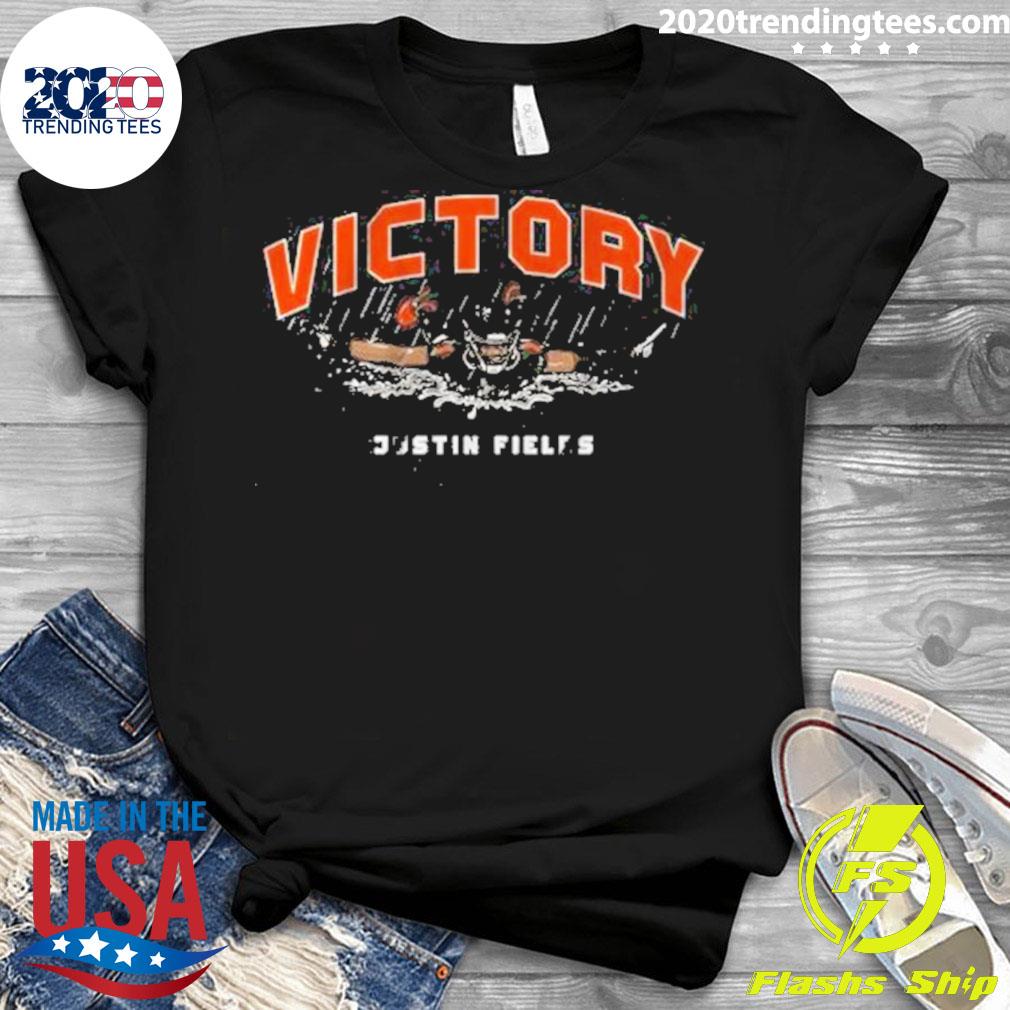 Official chicago Bears Justin Fields Victory Slide - Adult & Kids T-Shirts, Sweatshirts & Hoodies apparel design preview 3