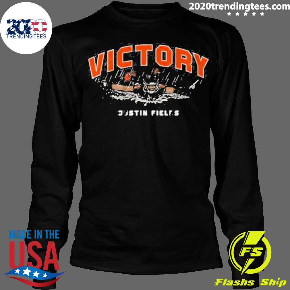 Official chicago Bears Justin Fields Victory Slide - Adult & Kids T-Shirts, Sweatshirts & Hoodies apparel design preview 4