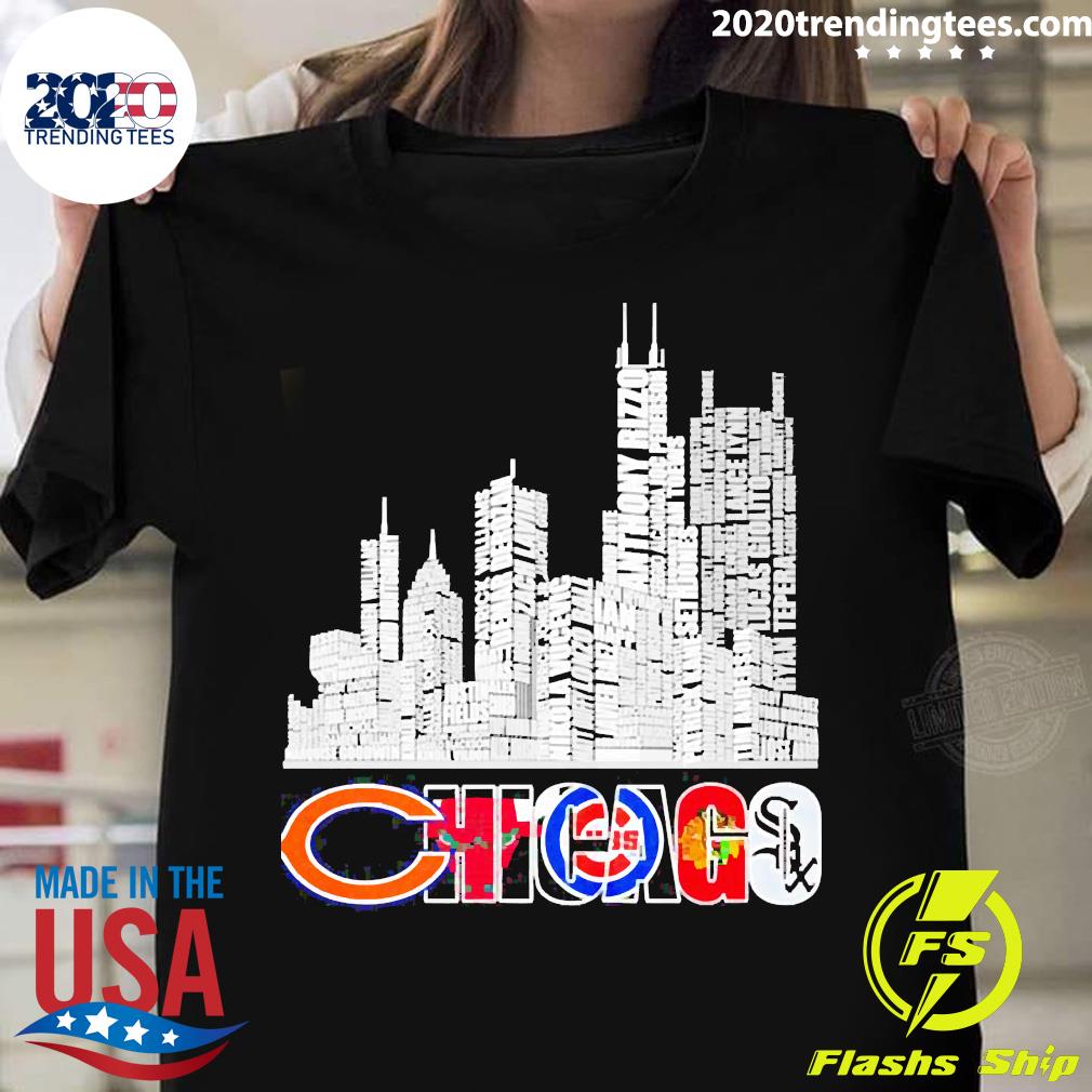 Official Chicago Sport teams skyline - Adult & Kids T-Shirts, Sweatshirts & Hoodies apparel design preview 1