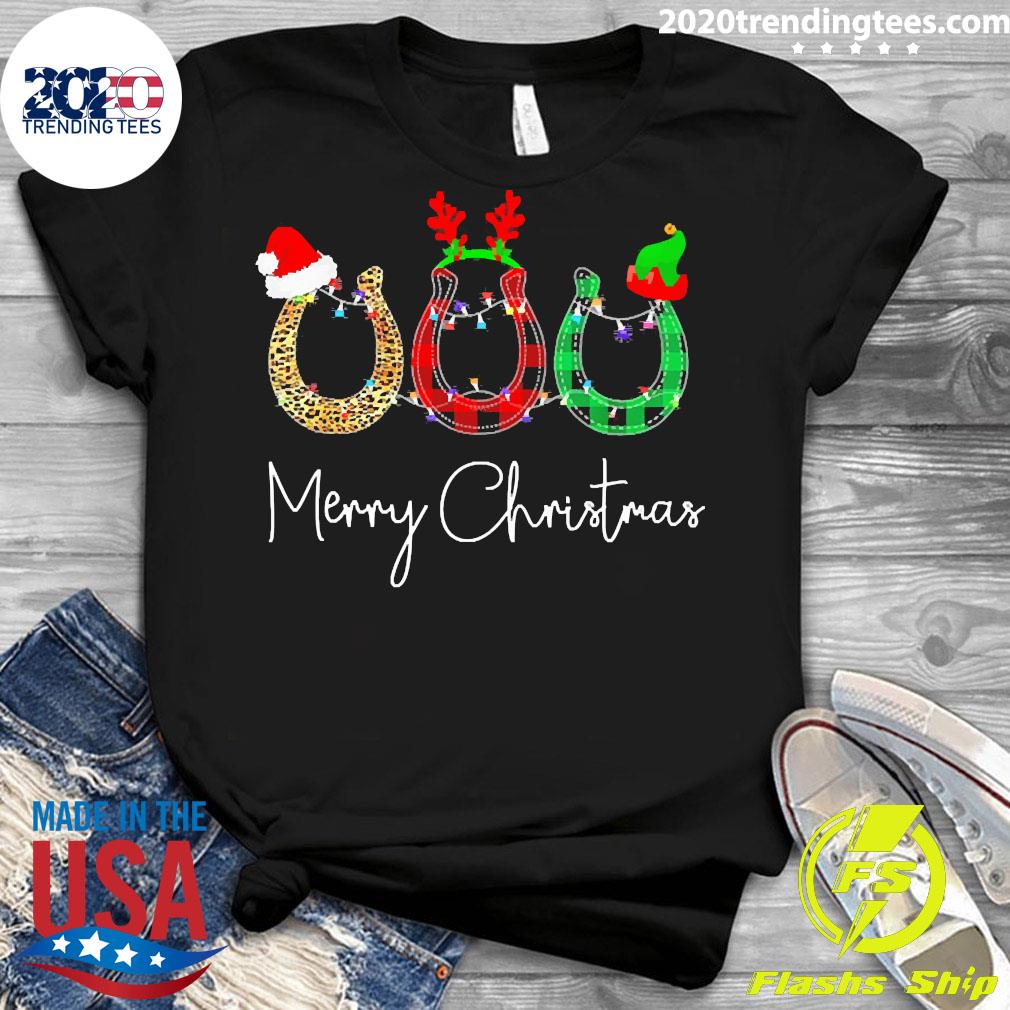 Official Christmas Horse Santa Reindeer ELF Horseshoe - Adult & Kids T-Shirts, Sweatshirts & Hoodies apparel design preview 3
