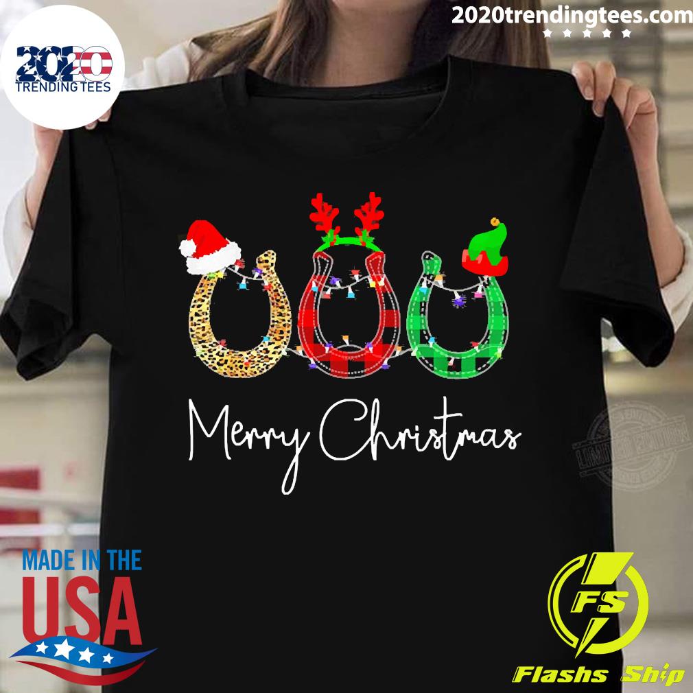 Official Christmas Horse Santa Reindeer ELF Horseshoe - Adult & Kids T-Shirts, Sweatshirts & Hoodies apparel design preview 1