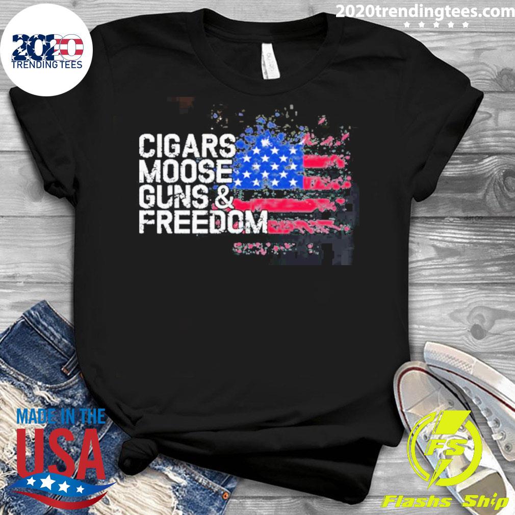 Official cigars Moose Guns And Freedom - Adult & Kids T-Shirts, Sweatshirts & Hoodies apparel design preview 3