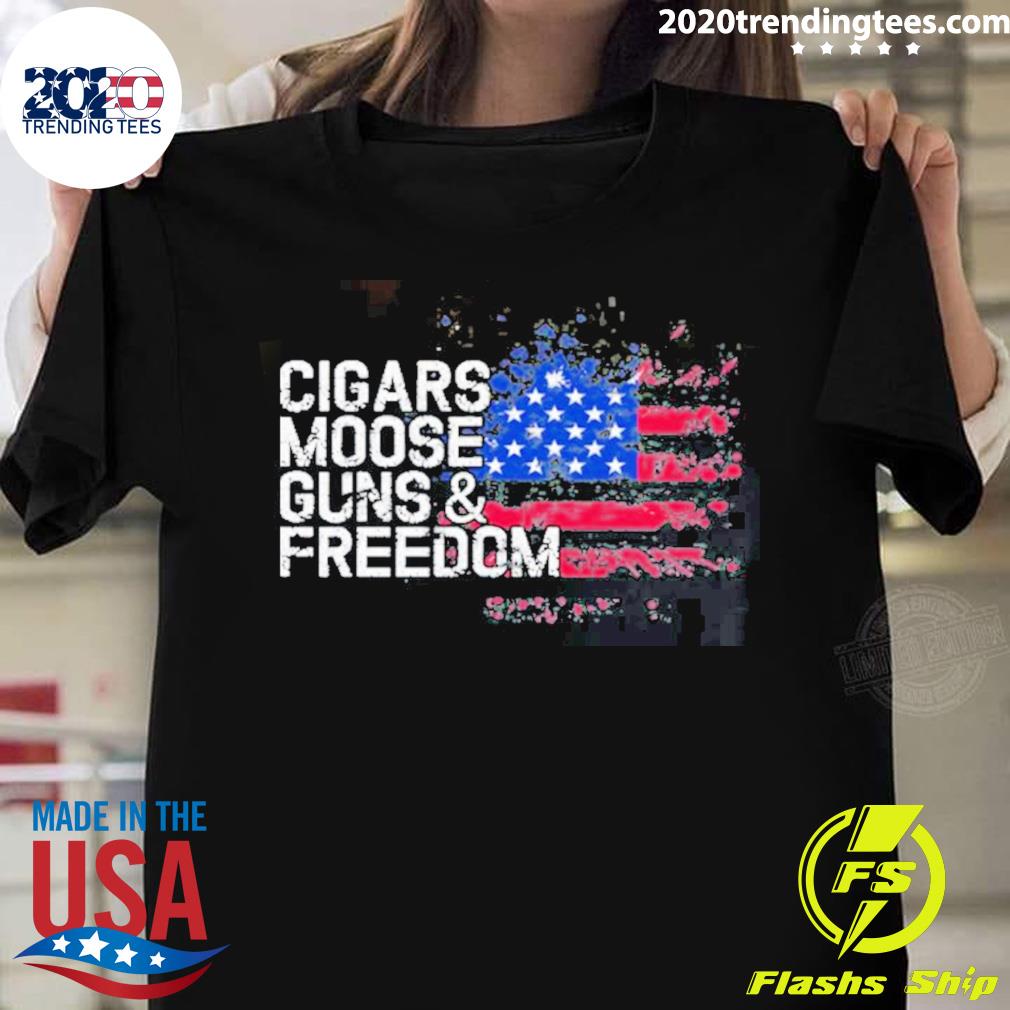 Official cigars Moose Guns And Freedom - Adult & Kids T-Shirts, Sweatshirts & Hoodies apparel design preview 1