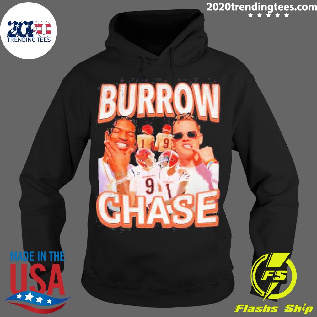 Official cincinnati Bengals Burrow Chase 2023 - Adult & Kids T-Shirts, Sweatshirts & Hoodies apparel design preview 2