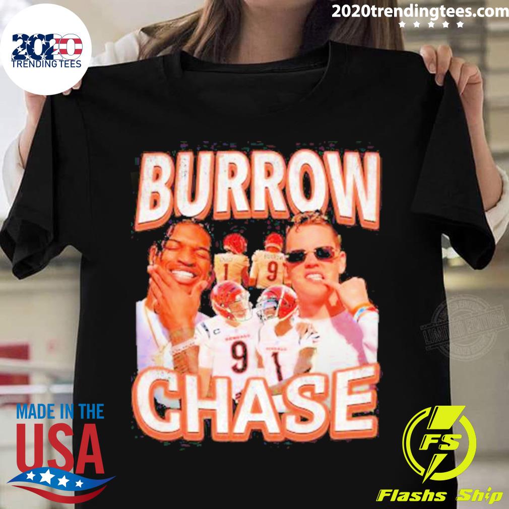 Official cincinnati Bengals Burrow Chase 2023 - Adult & Kids T-Shirts, Sweatshirts & Hoodies apparel design preview 1