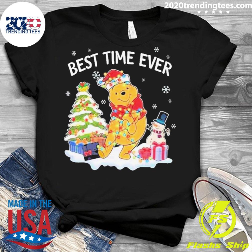 Official cute Pooh Bear Best Time Ever Christmas - Adult & Kids T-Shirts, Sweatshirts & Hoodies apparel design preview 3