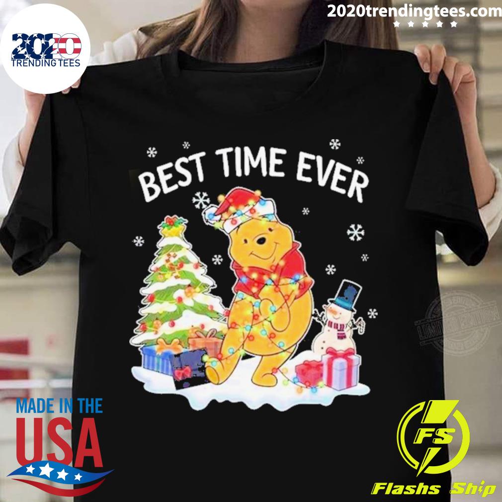 Official cute Pooh Bear Best Time Ever Christmas - Adult & Kids T-Shirts, Sweatshirts & Hoodies apparel design preview 1