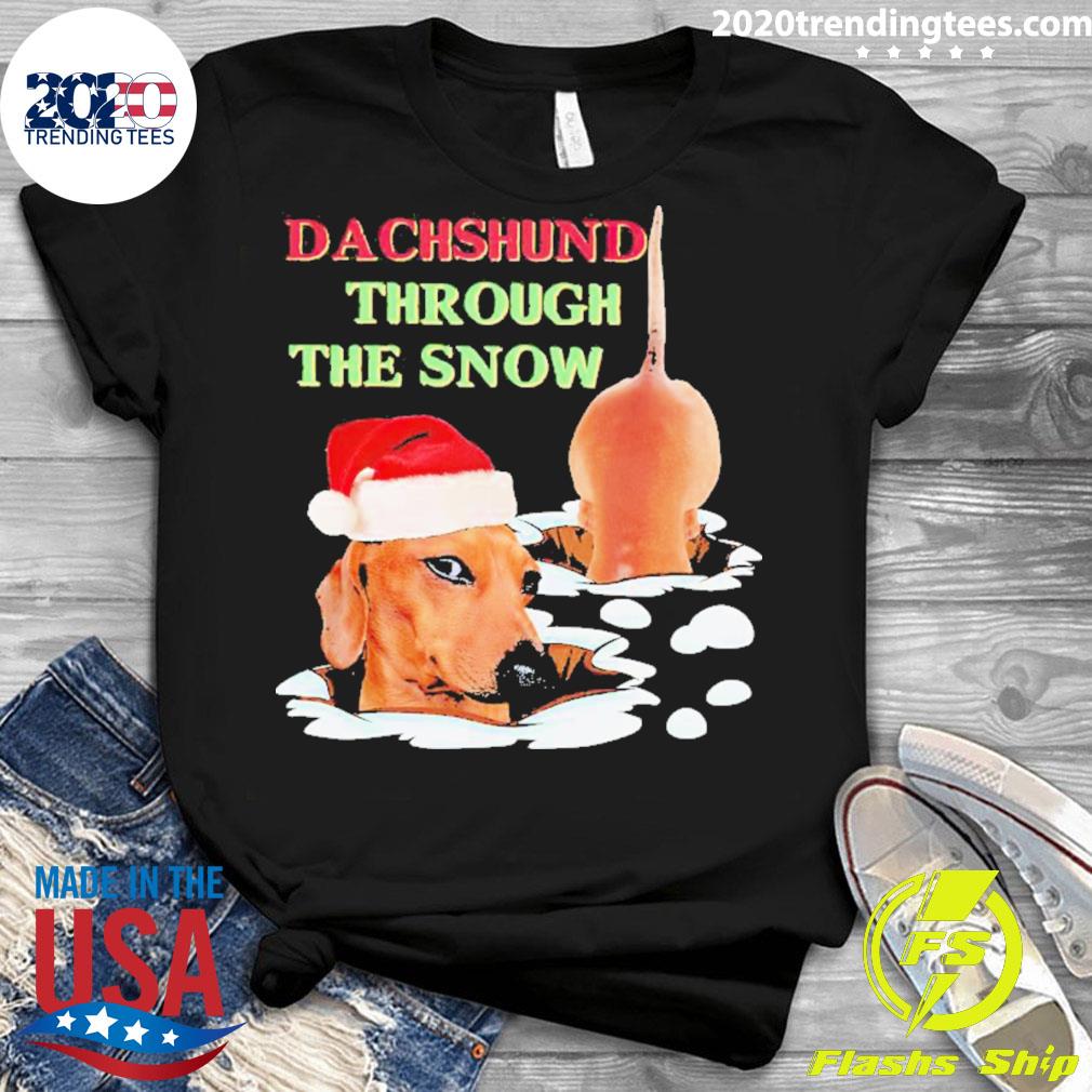 Official dachshund Through The Snow - Adult & Kids T-Shirts, Sweatshirts & Hoodies apparel design preview 3
