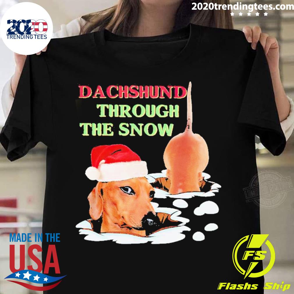 Official dachshund Through The Snow - Adult & Kids T-Shirts, Sweatshirts & Hoodies apparel design preview 1