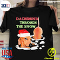 Official dachshund Through The Snow - Adult & Kids T-Shirts, Sweatshirts & Hoodies apparel design preview 1
