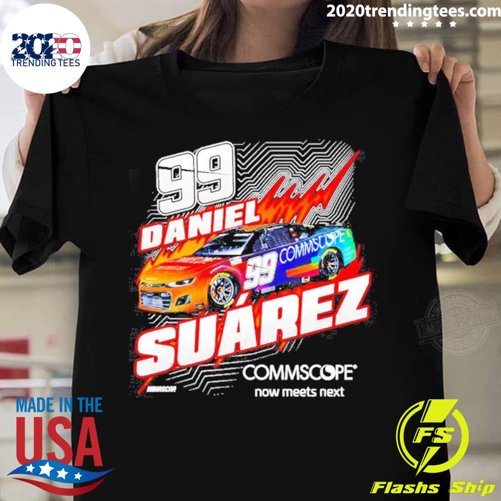 Official daniel Suarez Checkered Flag Black Commscope - Adult & Kids T-Shirts, Sweatshirts & Hoodies apparel design preview 1