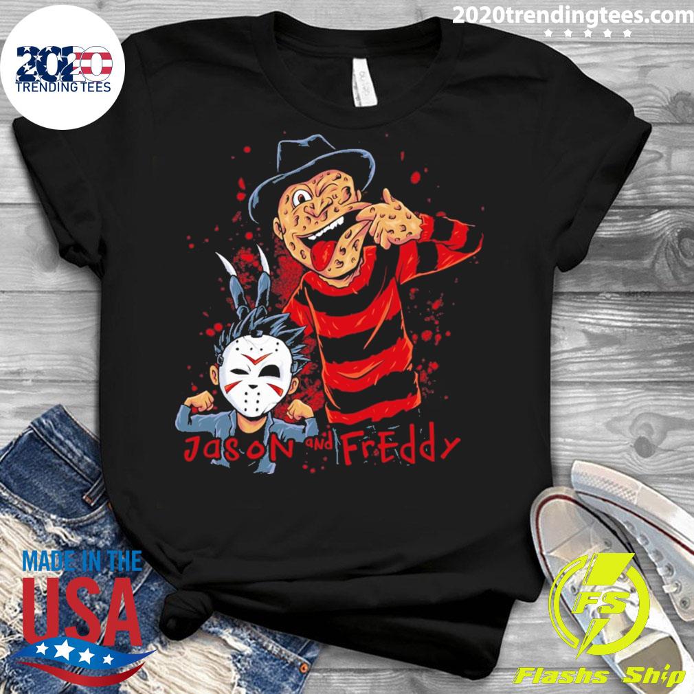 Official double Slash Freddy And Jason - Adult & Kids T-Shirts, Sweatshirts & Hoodies apparel design preview 3