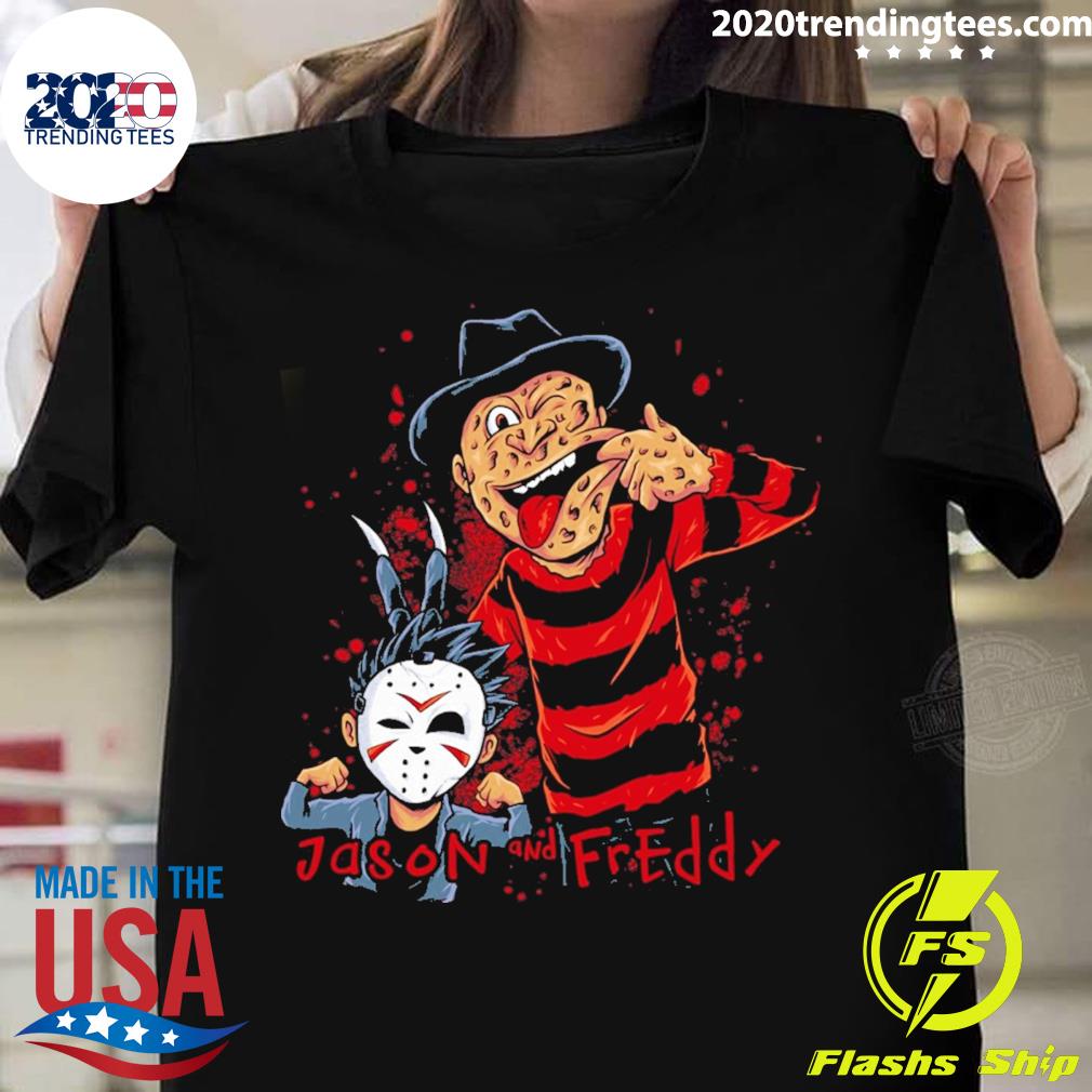 Official double Slash Freddy And Jason - Adult & Kids T-Shirts, Sweatshirts & Hoodies apparel design preview 1
