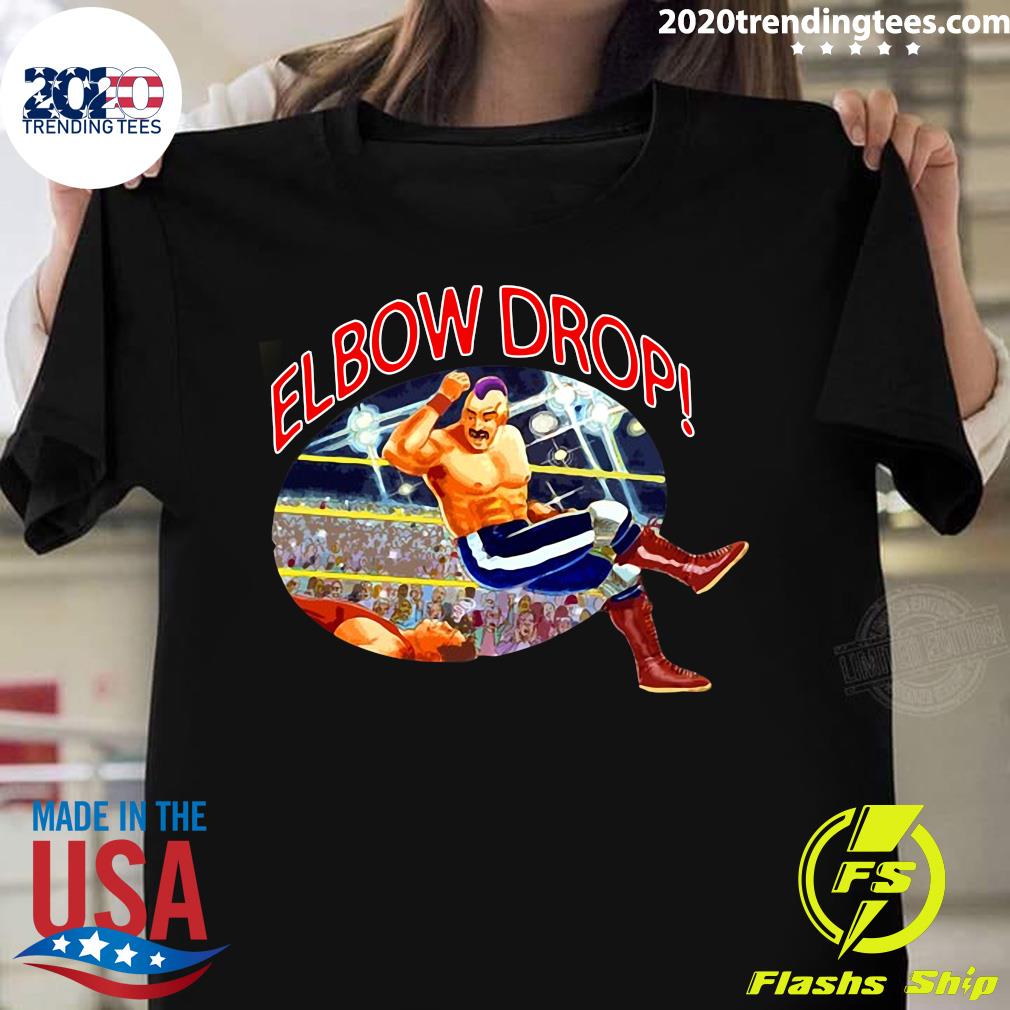 Official Elbow Drop Pro Wrestling Art - Adult & Kids T-Shirts, Sweatshirts & Hoodies apparel design preview 1