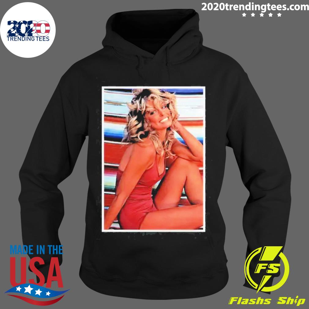 Official farrah Fawcett Red Bathing Suit Flag - Adult & Kids T-Shirts, Sweatshirts & Hoodies apparel design preview 2