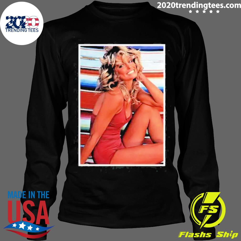 Official farrah Fawcett Red Bathing Suit Flag - Adult & Kids T-Shirts, Sweatshirts & Hoodies apparel design preview 4